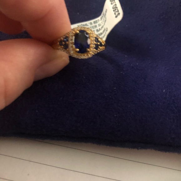 14kt gold over sterling silver lab created sapphire ring. BNWT  size 7 - Picture 4 of 5